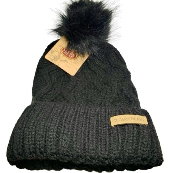 NWT Clear Creek Black Pom Pom Beanie - Picture 1 of 2